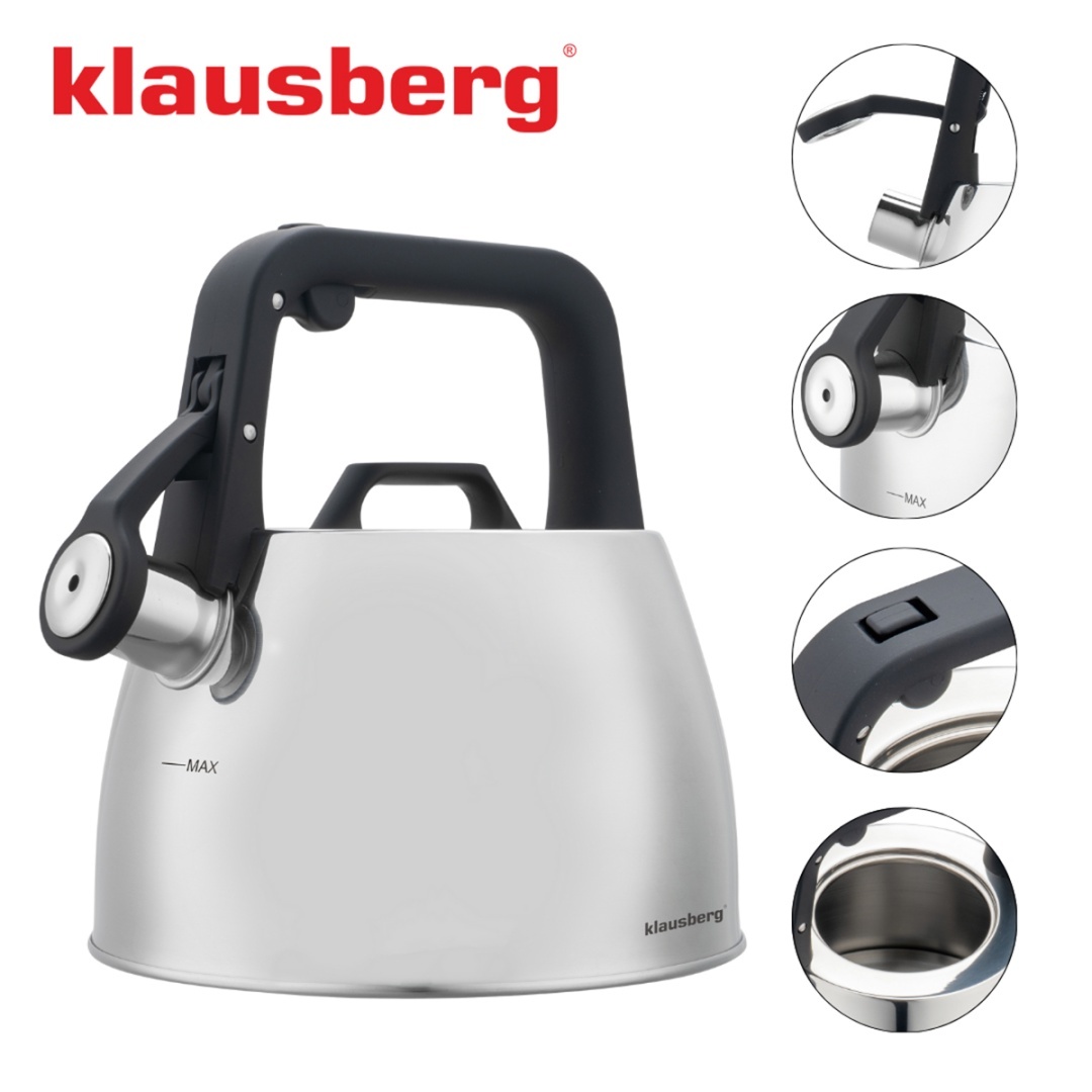 CZAJNIK STALOWY Z GWIZDKIEM 2,5L KLAUSBERG KB-7914